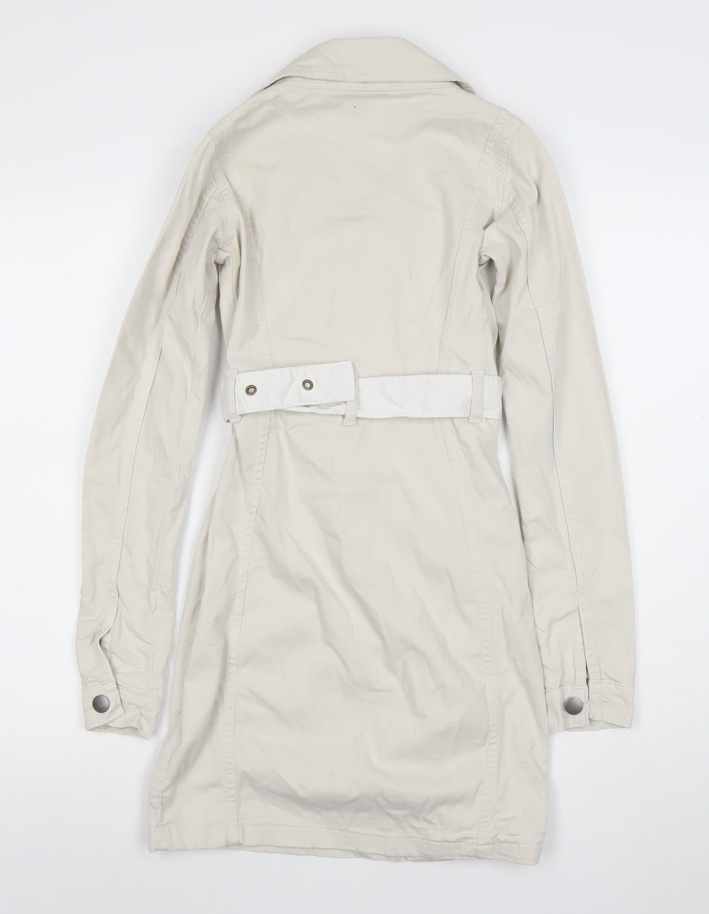 PrettyLittleThing Women’s Beige Trench Coat UK 6 Belted Cotton Blend