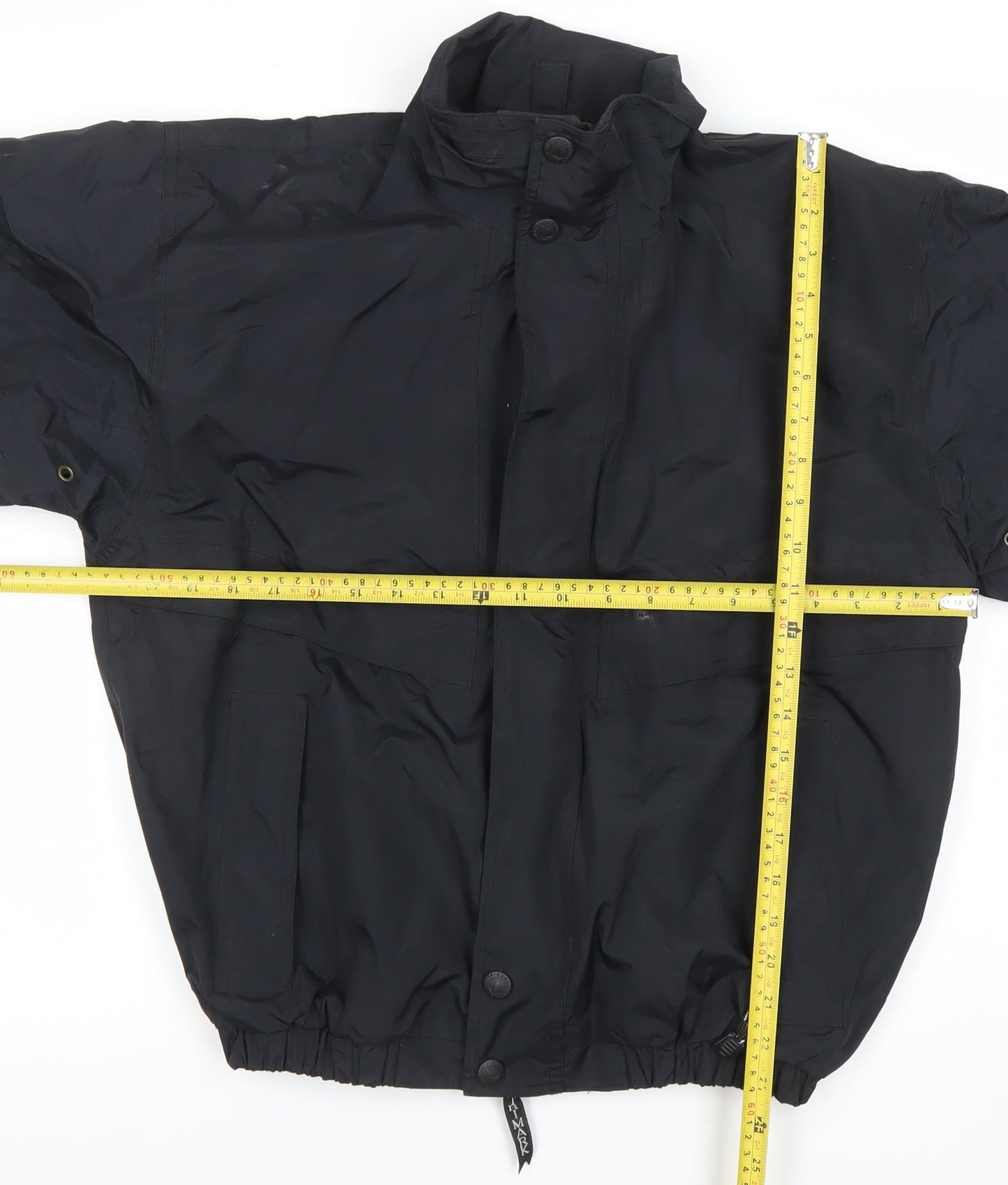 Trimark Boys Black Nylon Windbreaker Jacket Lined Zip Pockets Size L