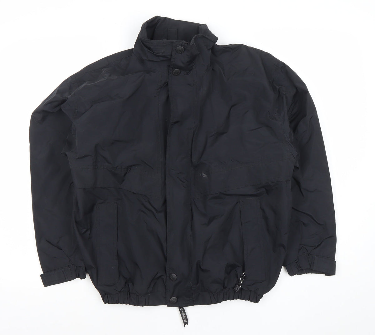 Trimark Boys Black Nylon Windbreaker Jacket Lined Zip Pockets Size L