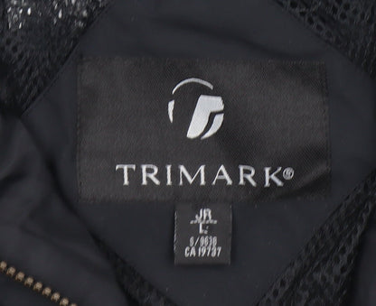 Additional view of Trimark boys’ black nylon windbreaker jacket lined zip pockets, size L