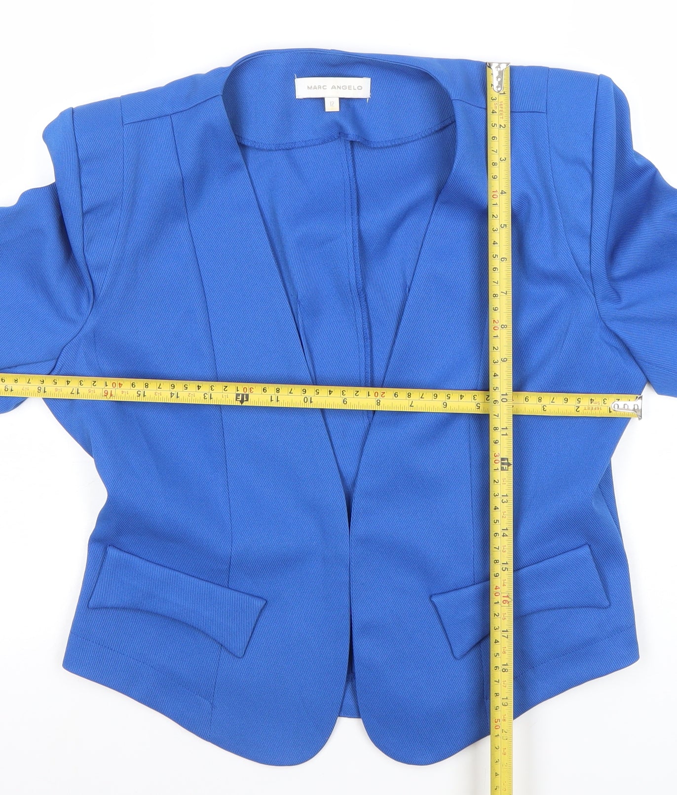 Marc Angelo Women's Blue Size 12 3/4 Sleeve Open Front Blazer Jacket