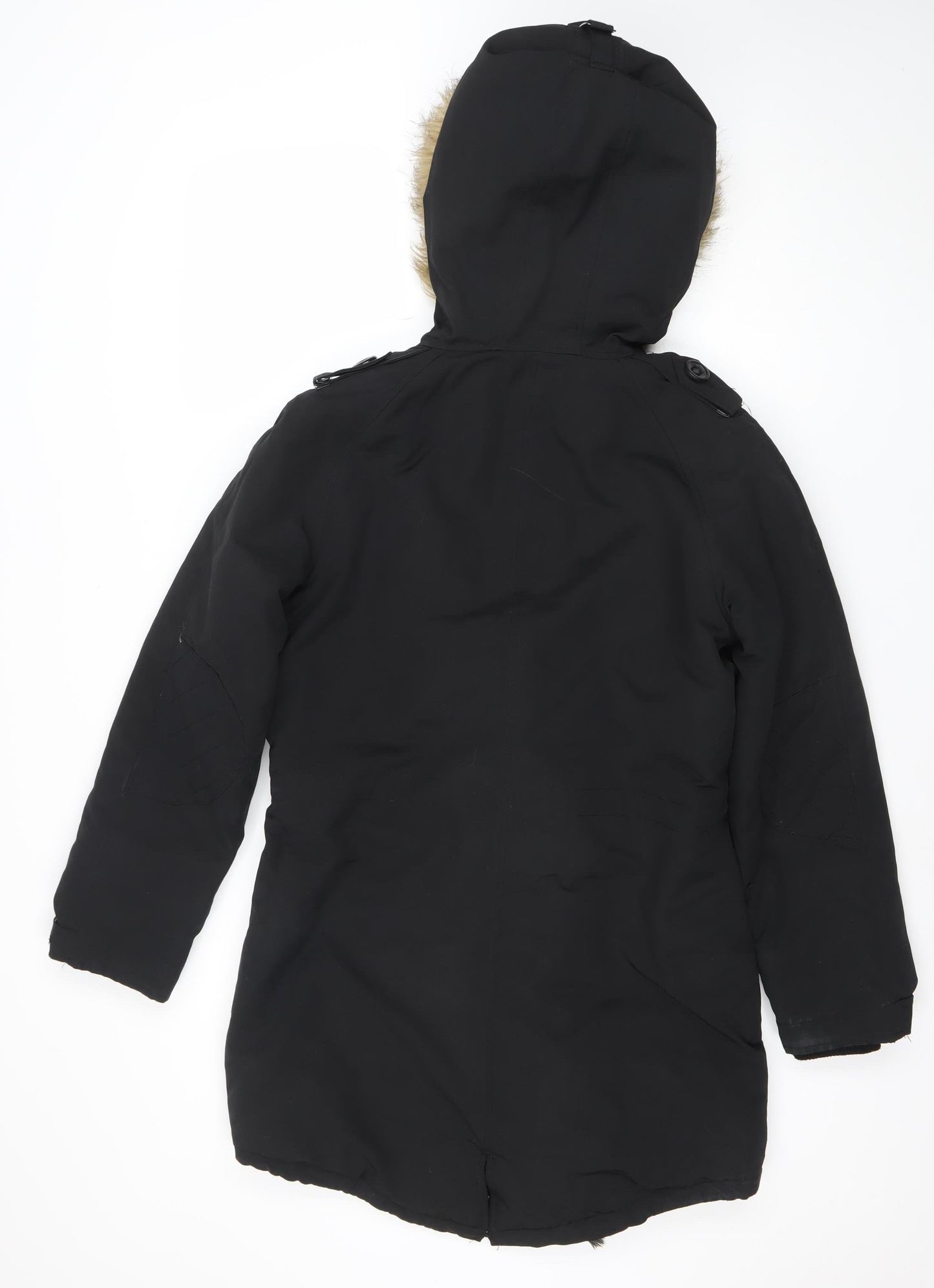 NutShell Women’s Black Faux Fur Hooded Parka Coat Size 12