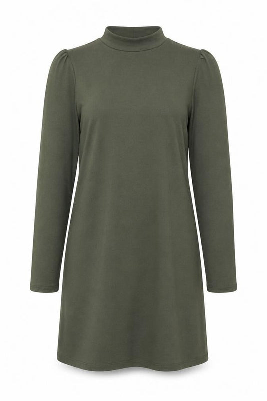 George Women Khaki Green Size 12 Shift Knit Dress Long Sleeve