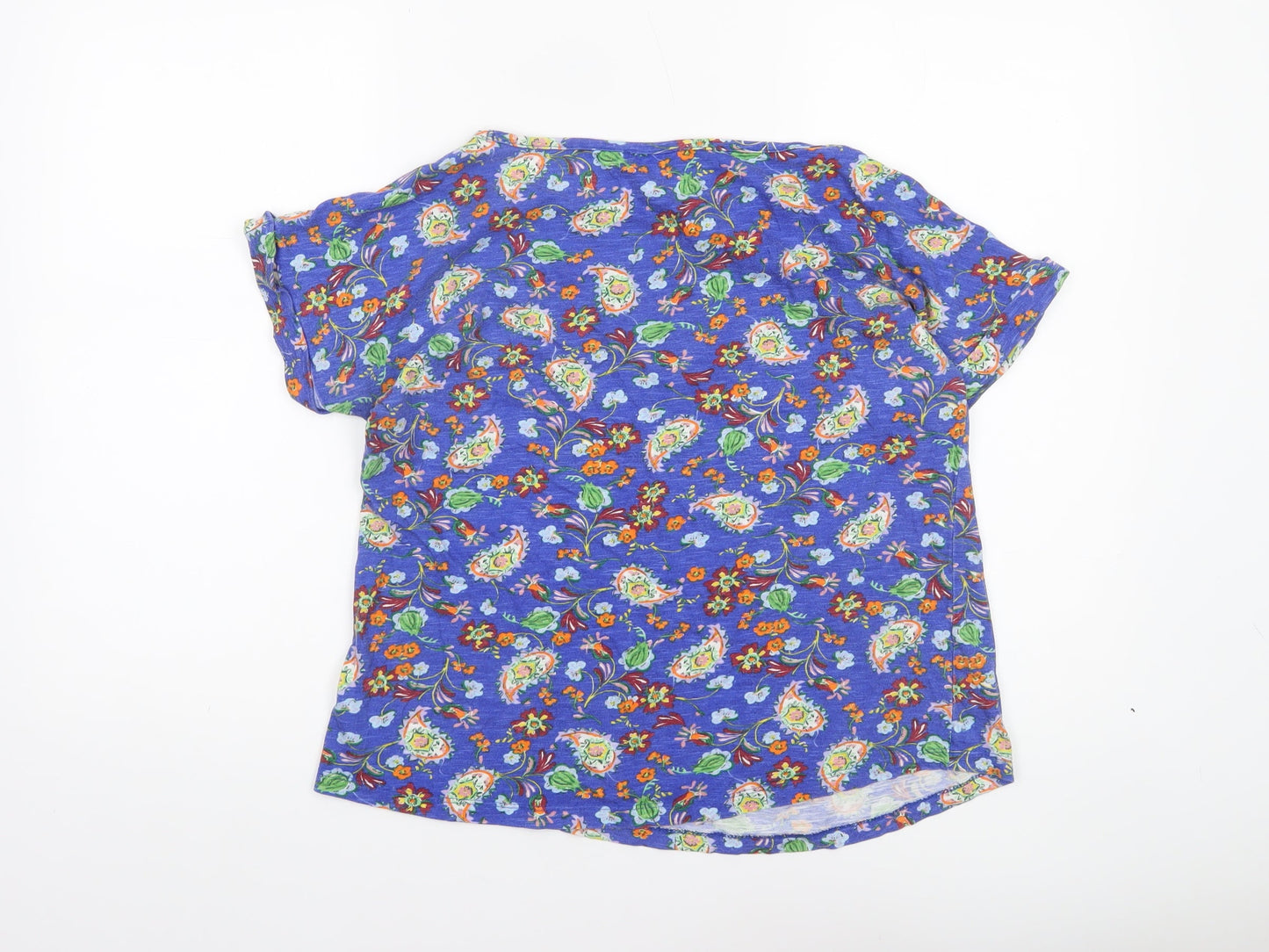 Oasis Women’s Blue Floral Cotton Short Sleeve T-Shirt Size S