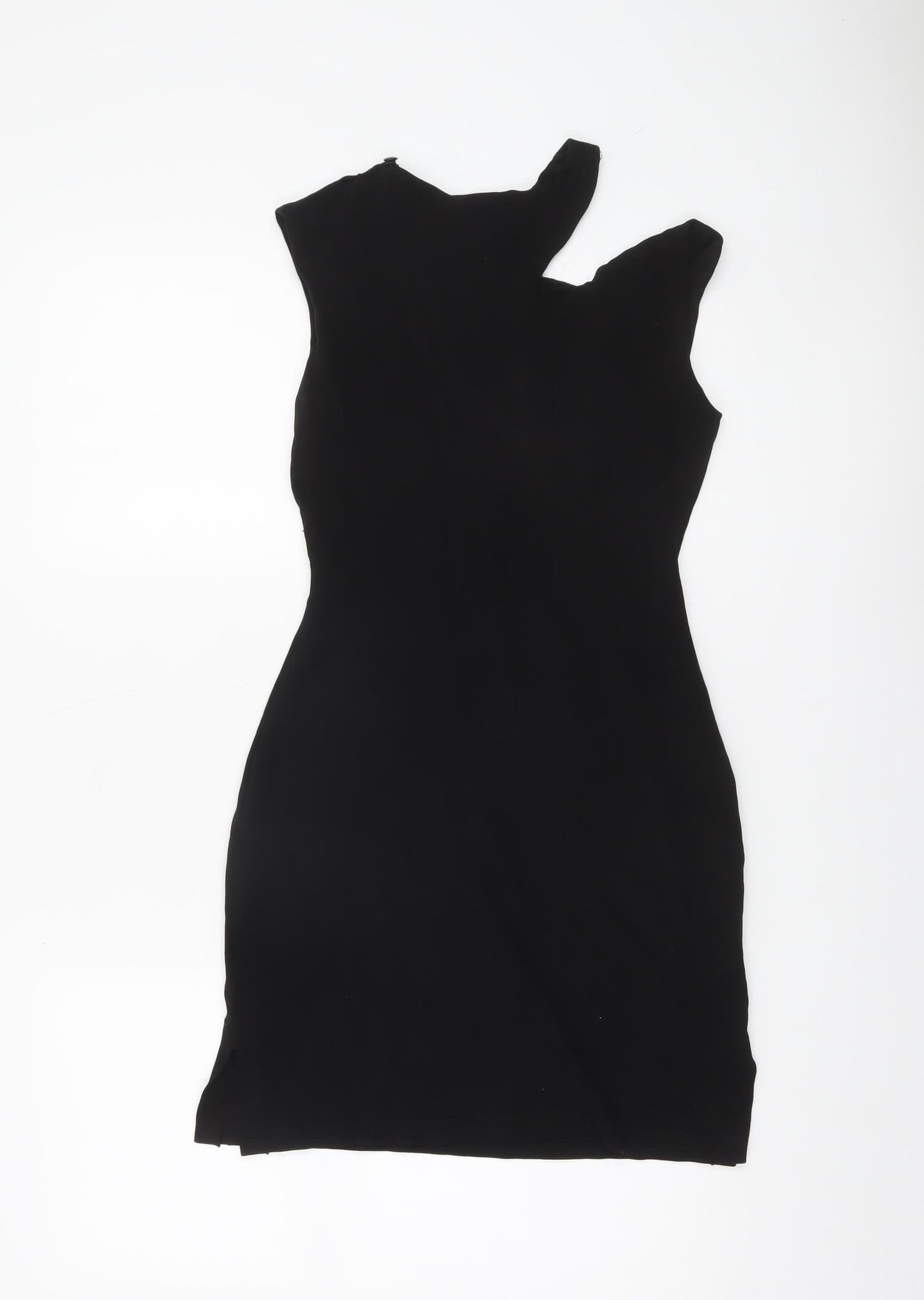 Amazone Women Black Bodycon Asymmetric Cut Out Sleeveless Dress Size S