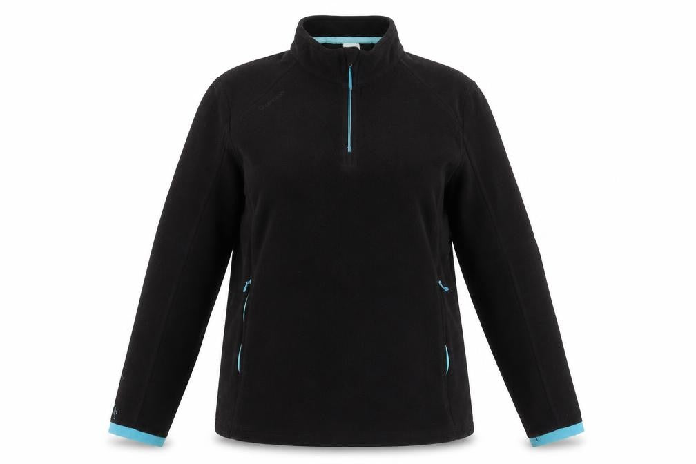 Decathlon Creation Women's Black Fleece 1/4 Zip Pullover Sweatshirt XL