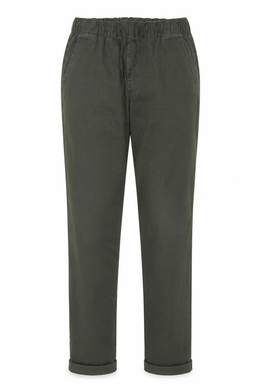 ASOS Women’s Green Chino Trousers L 32in Cotton Twill Elastic Waist