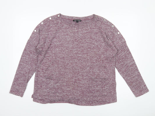 Cable & Gauge Womens Purple Long Sleeve Knit Top Size S
