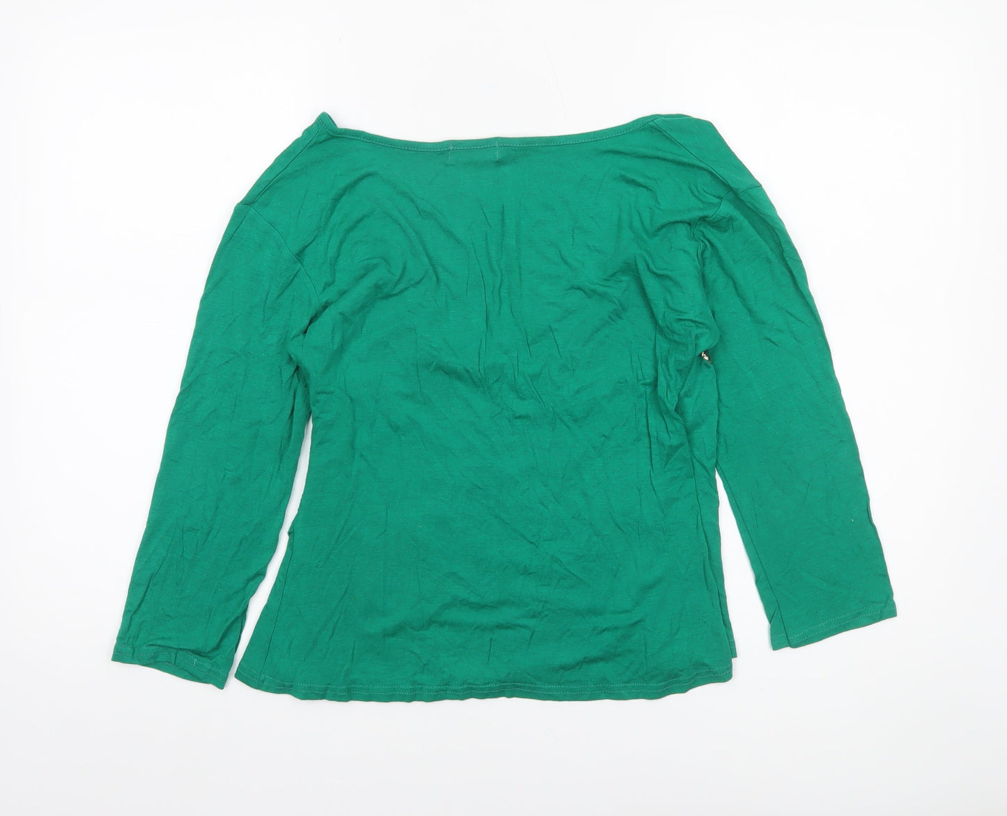 Funky Diva Women's Green Wrap Viscose 3/4 Sleeve Blouse M
