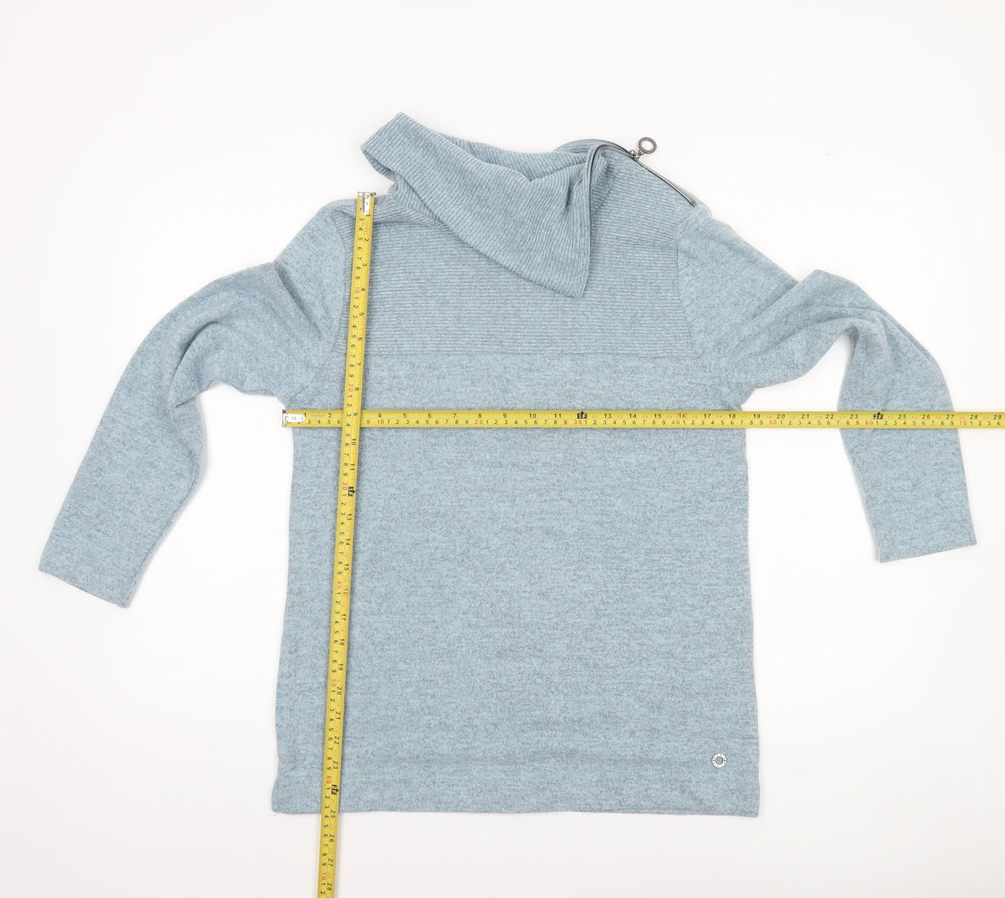 VIZ-A-VIZ Women’s Blue Cowl Neck Zip Detail Jumper Size 10