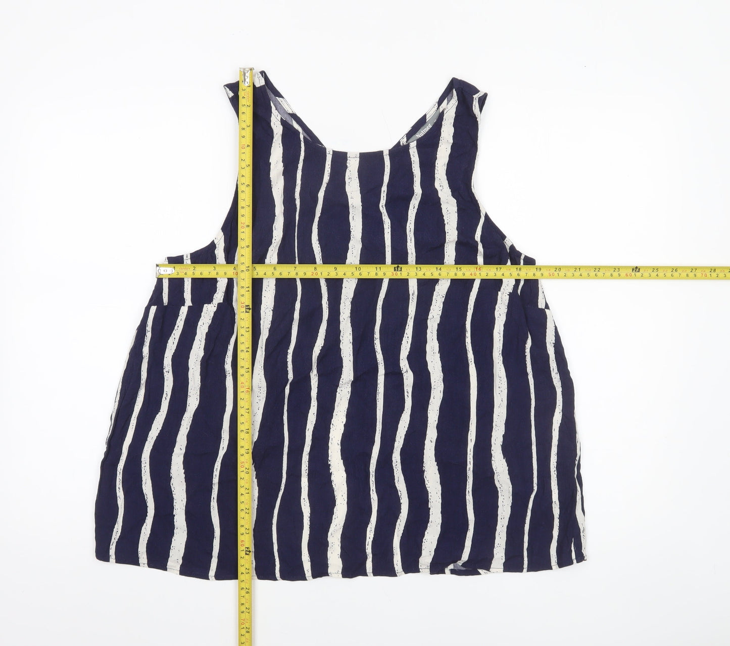 Nutmeg Women Blue Striped Viscose Sleeveless Tunic Tank Top Size 14