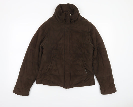 Caldene Women's Brown Suede-Look Puffer Jacket Size S