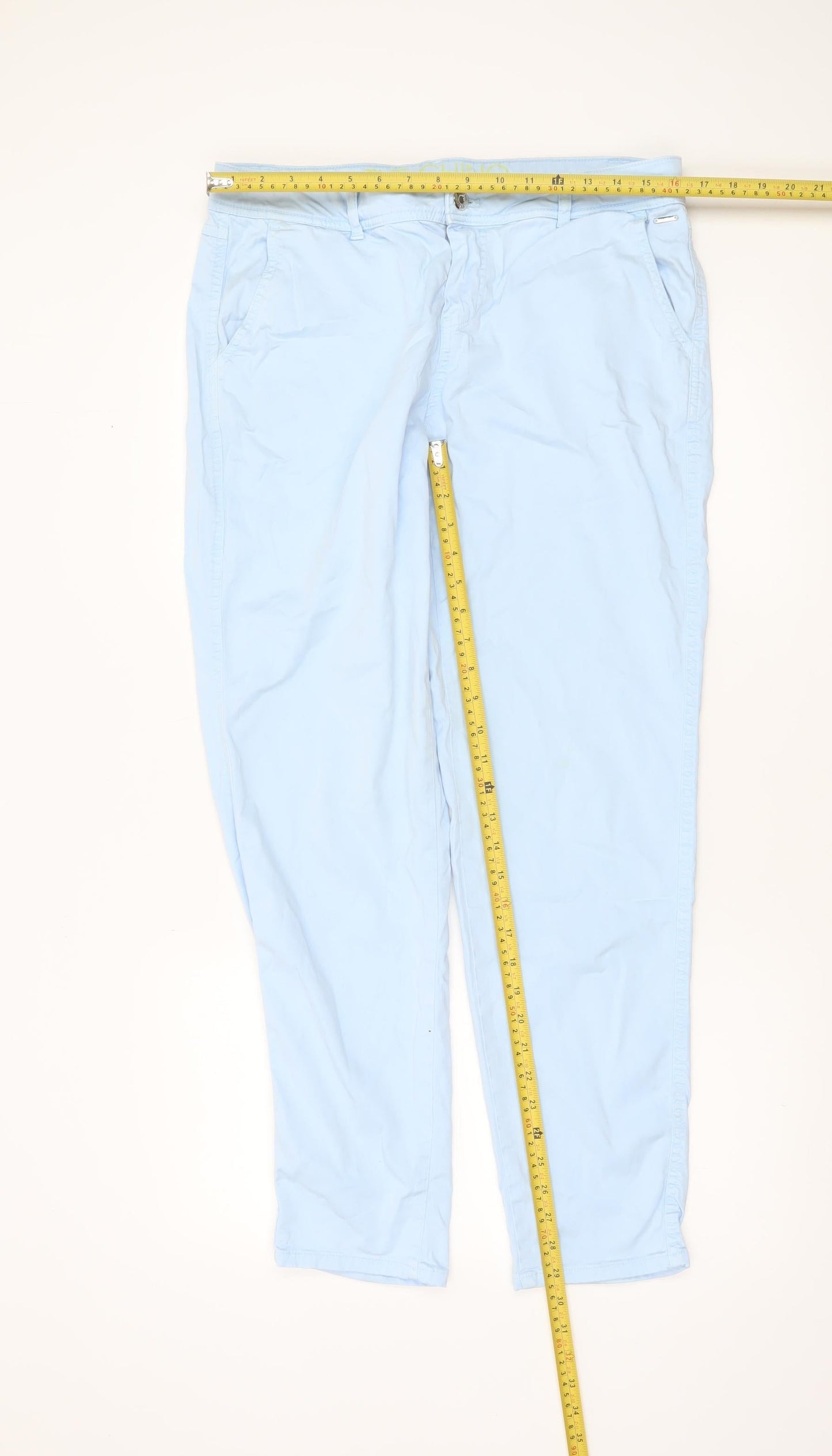 Taifun Women's Blue Cotton Chino Trousers Size 14 Regular Fit