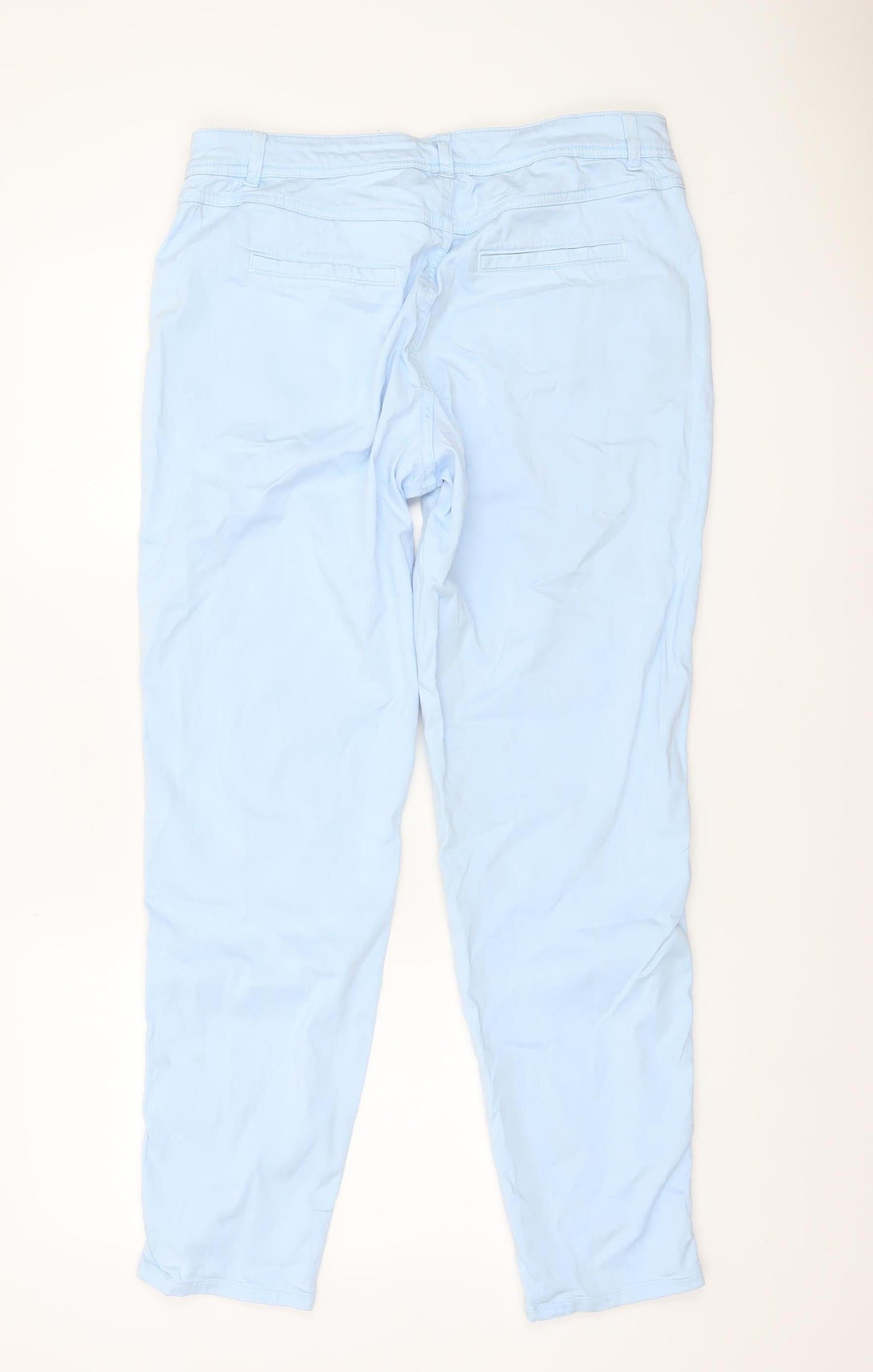 Taifun Women's Blue Cotton Chino Trousers Size 14 Regular Fit