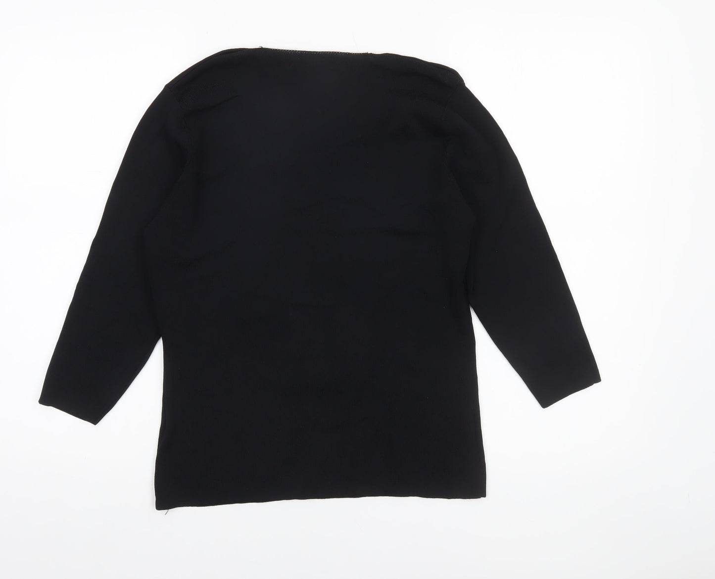 Bonmarché Women’s Black Beaded 3/4 Sleeve Knit Blouse Size M