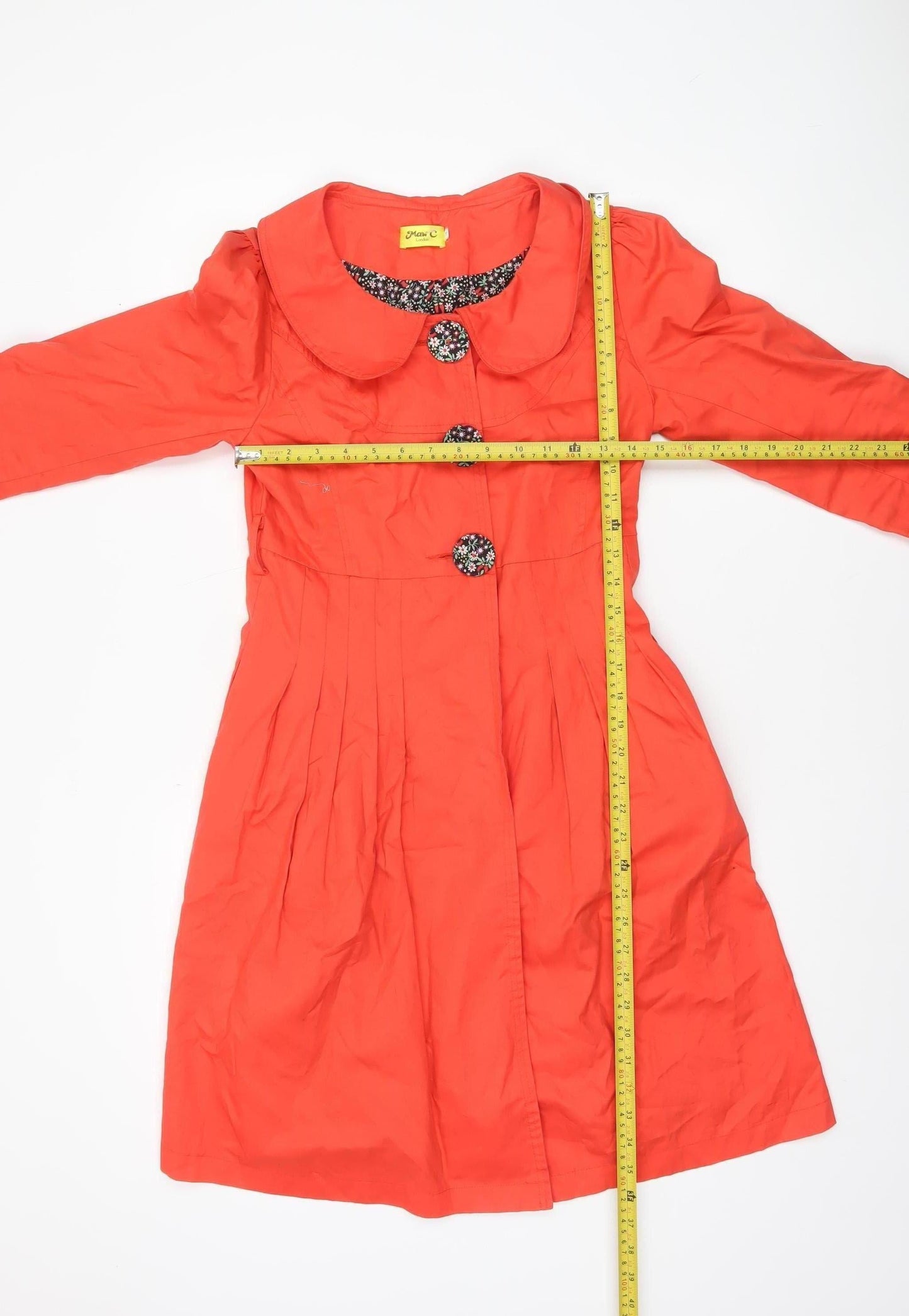JimC London Women's Red Long Cotton Mix Trench Coat M