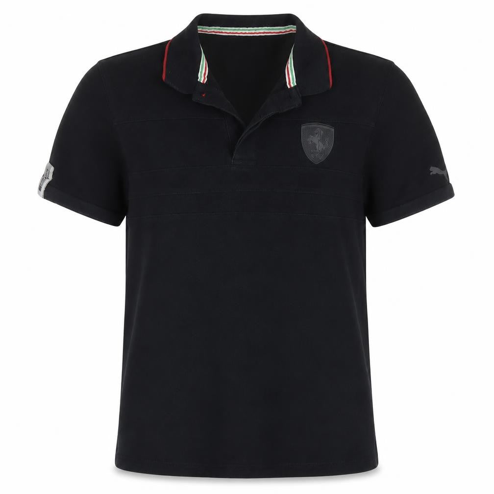 Puma Womens Black Short Sleeve Polo Shirt L Collared Cotton
