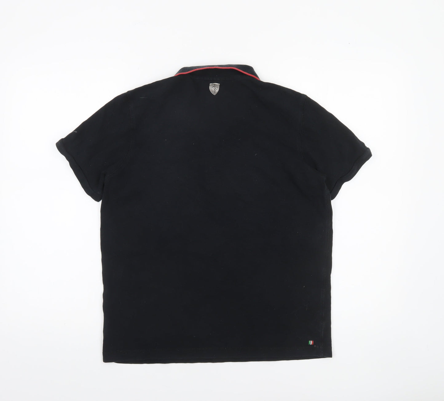 Puma Womens Black Short Sleeve Polo Shirt L Collared Cotton