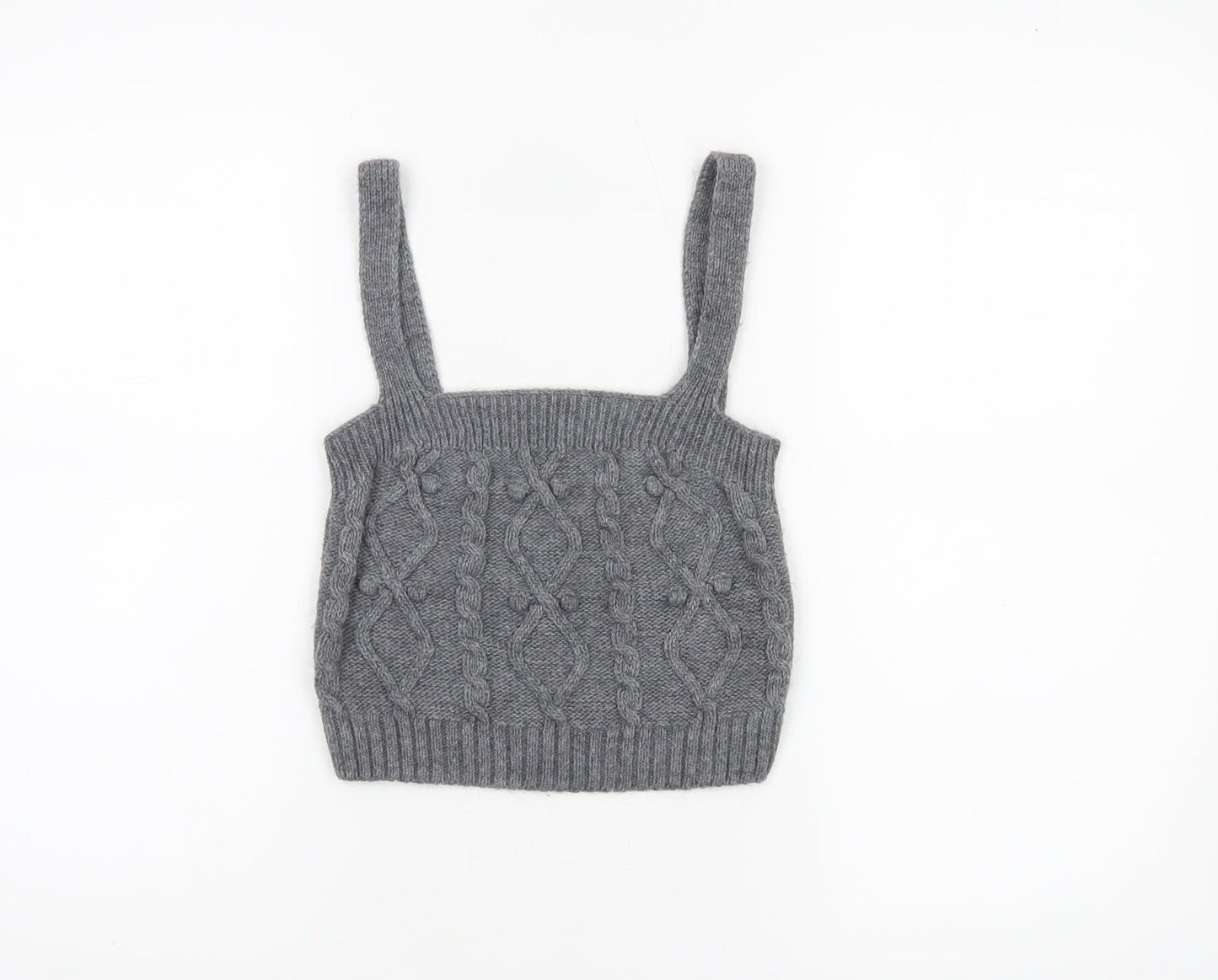 River Island Womens Grey Cable Knit Cropped Tank Top Size S