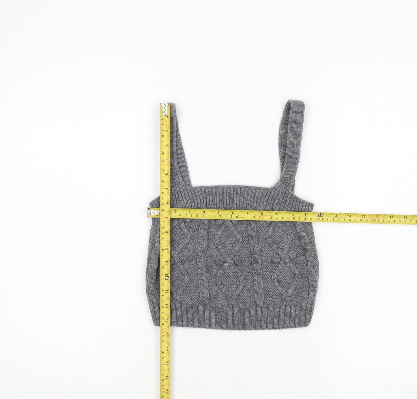 River Island Womens Grey Cable Knit Cropped Tank Top Size S