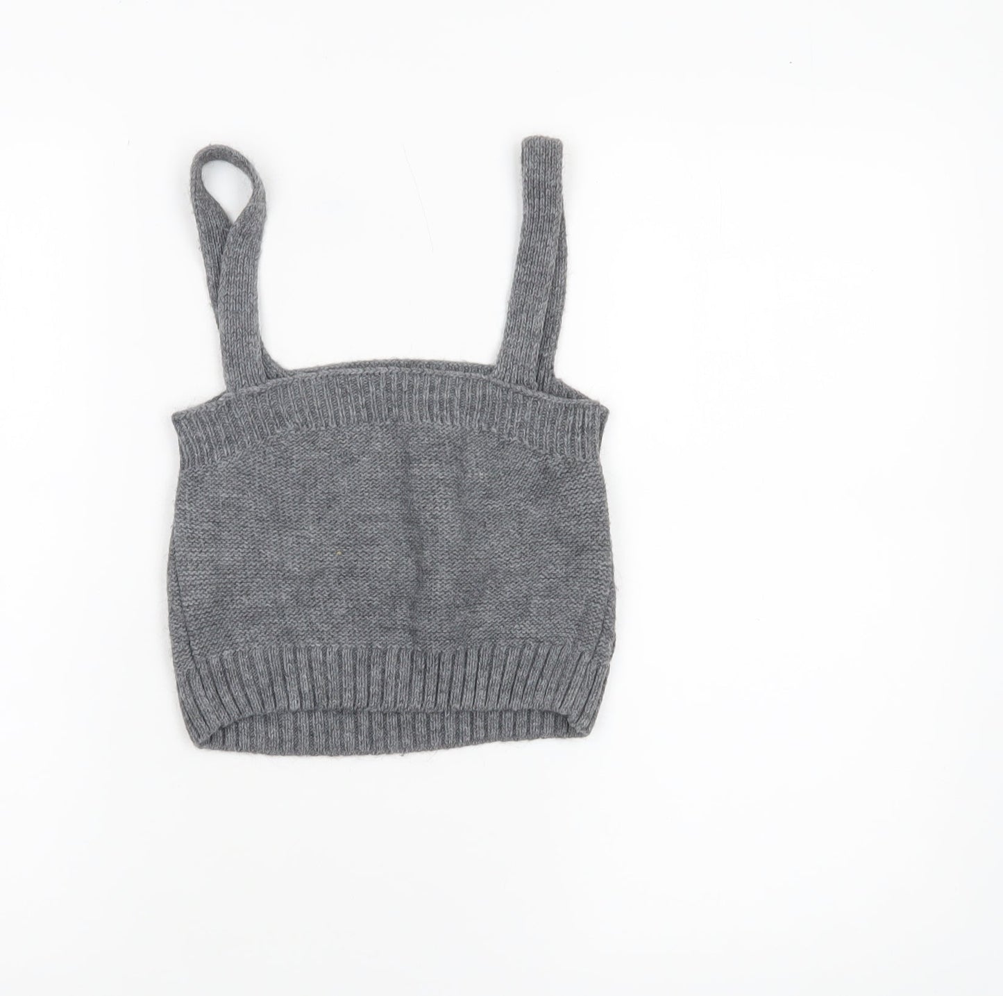 River Island Womens Grey Cable Knit Cropped Tank Top Size S