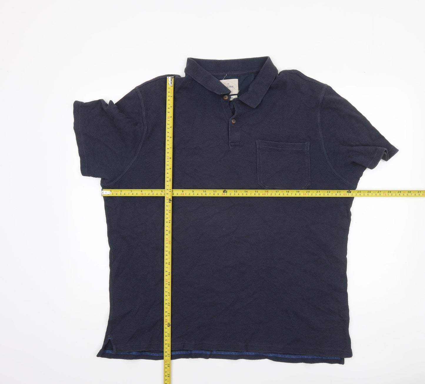 White Stuff Men's Blue 2XL Cotton Short Sleeve Polo Shirt