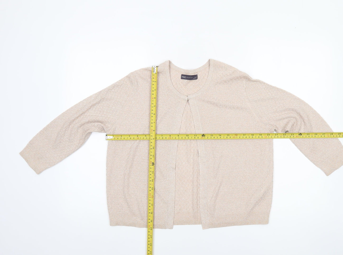 Marks and Spencer Women’s Beige Metallic Knit Cardigan Size 14