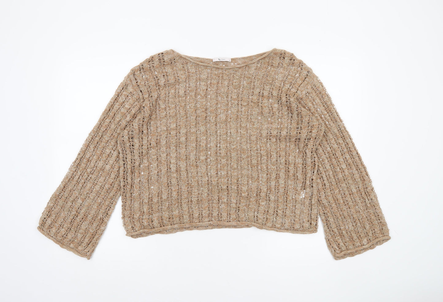 Tu Women’s Beige Open Knit Pullover Jumper Size 14