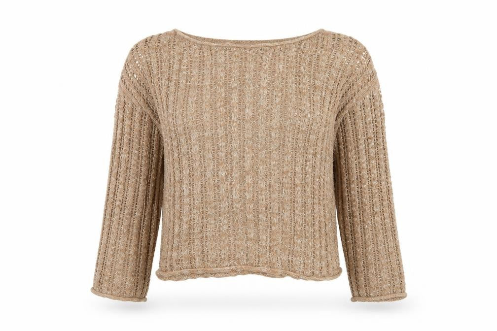 Tu Women’s Beige Open Knit Pullover Jumper Size 14