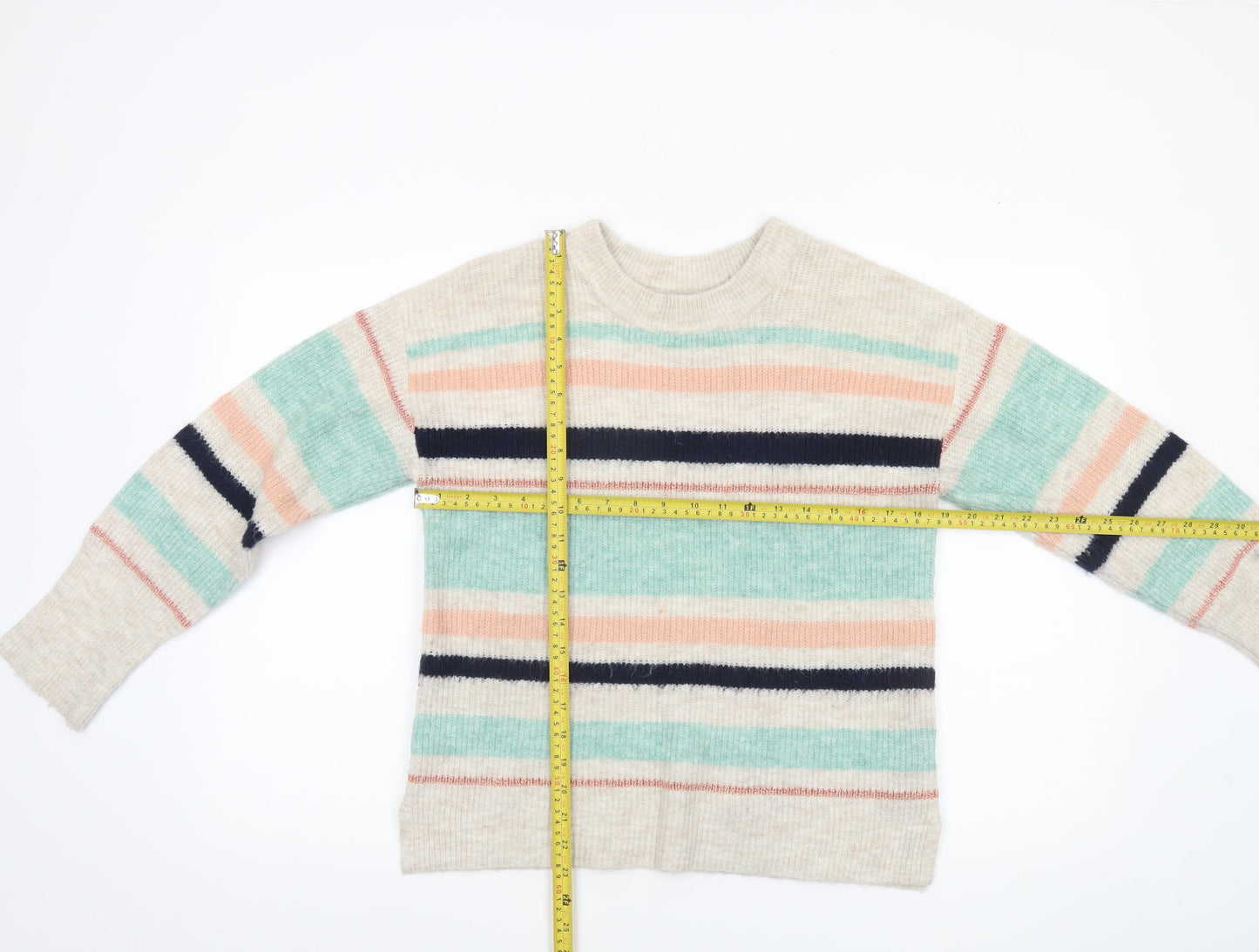 Oasis Women’s Multicoloured Striped Knit Crew Neck Jumper Size S