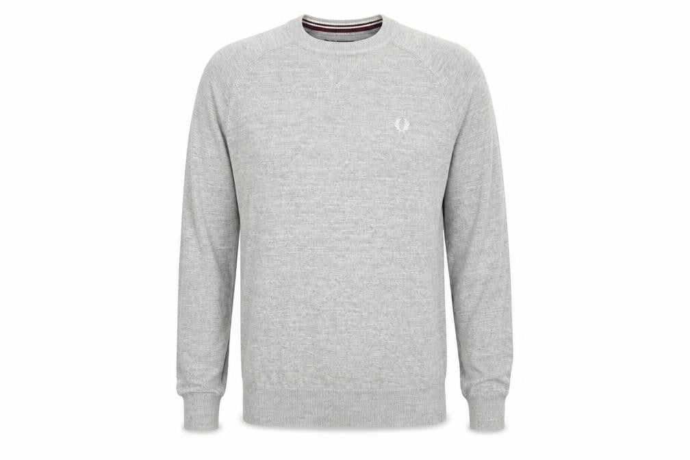 Fred Perry Men's Grey Wool Crew Neck Pullover Jumper XS