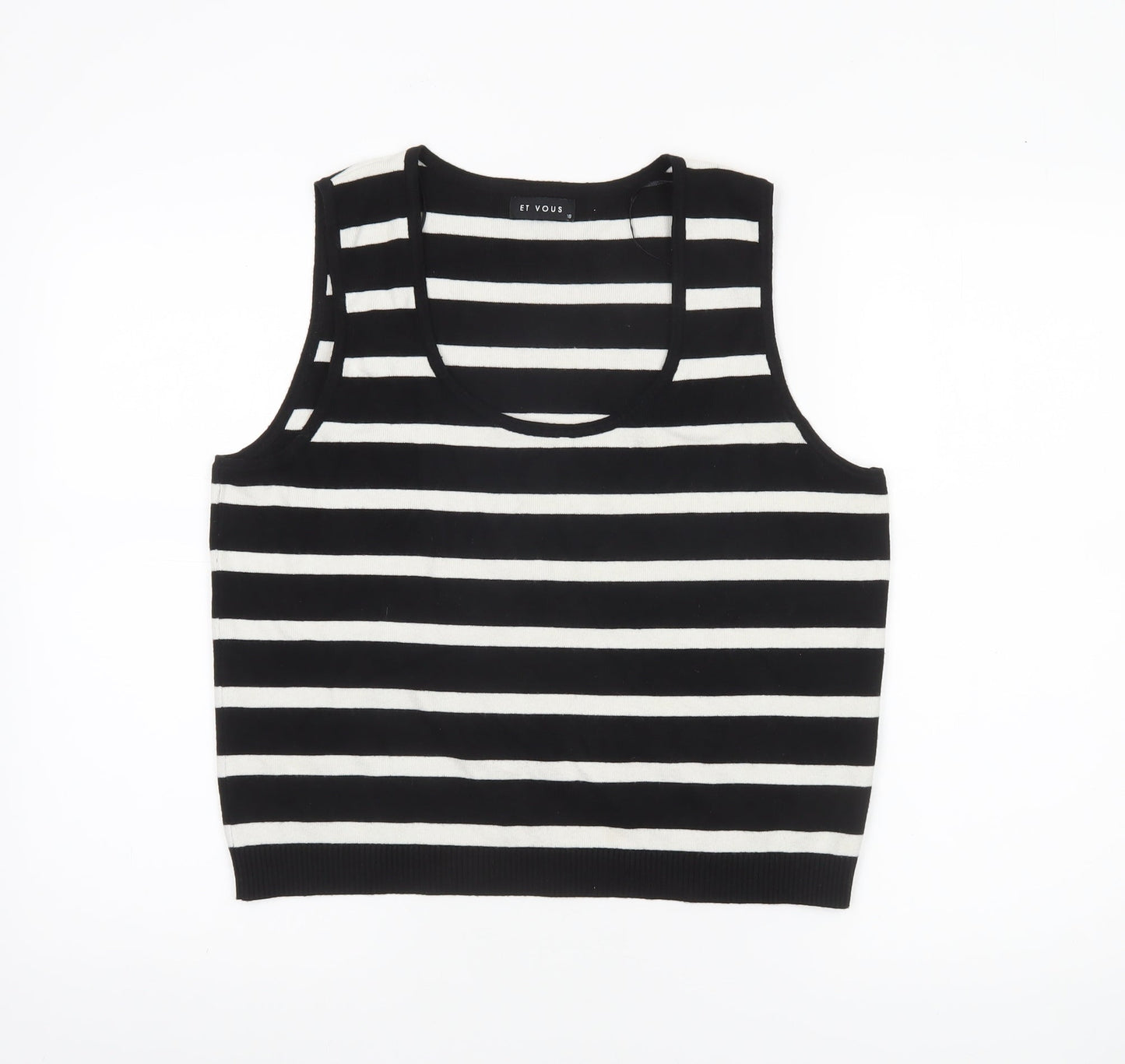 Et Vous Women's Black White Striped Tank Top Size 18 Knit Sleeveless