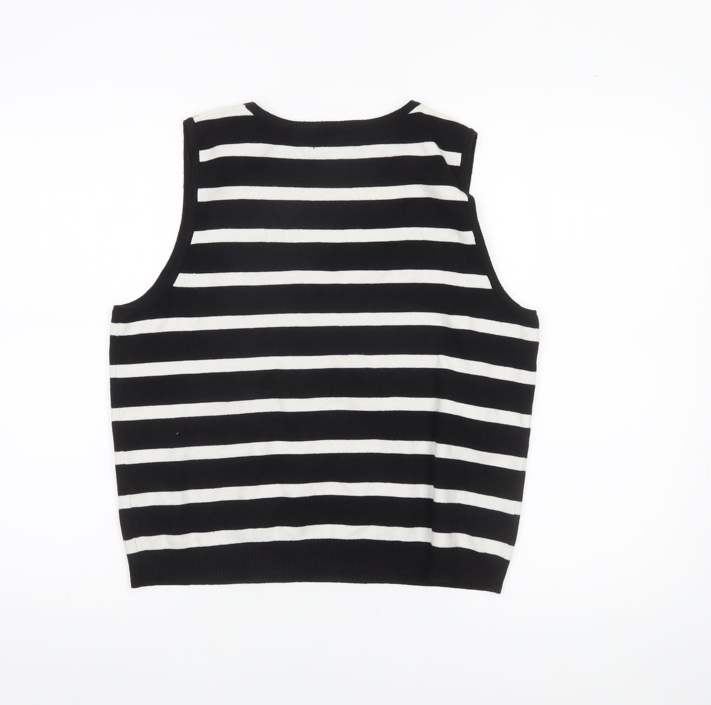Et Vous Women's Black White Striped Tank Top Size 18 Knit Sleeveless