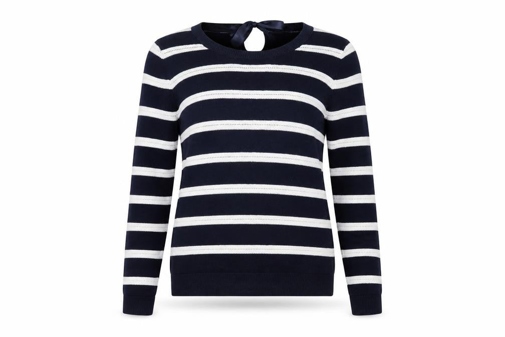 Country Casuals Petite Womens Navy Stripe Cotton Jumper M Classic Knit