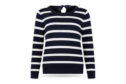 Country Casuals Petite Womens Navy Stripe Cotton Jumper M Classic Knit
