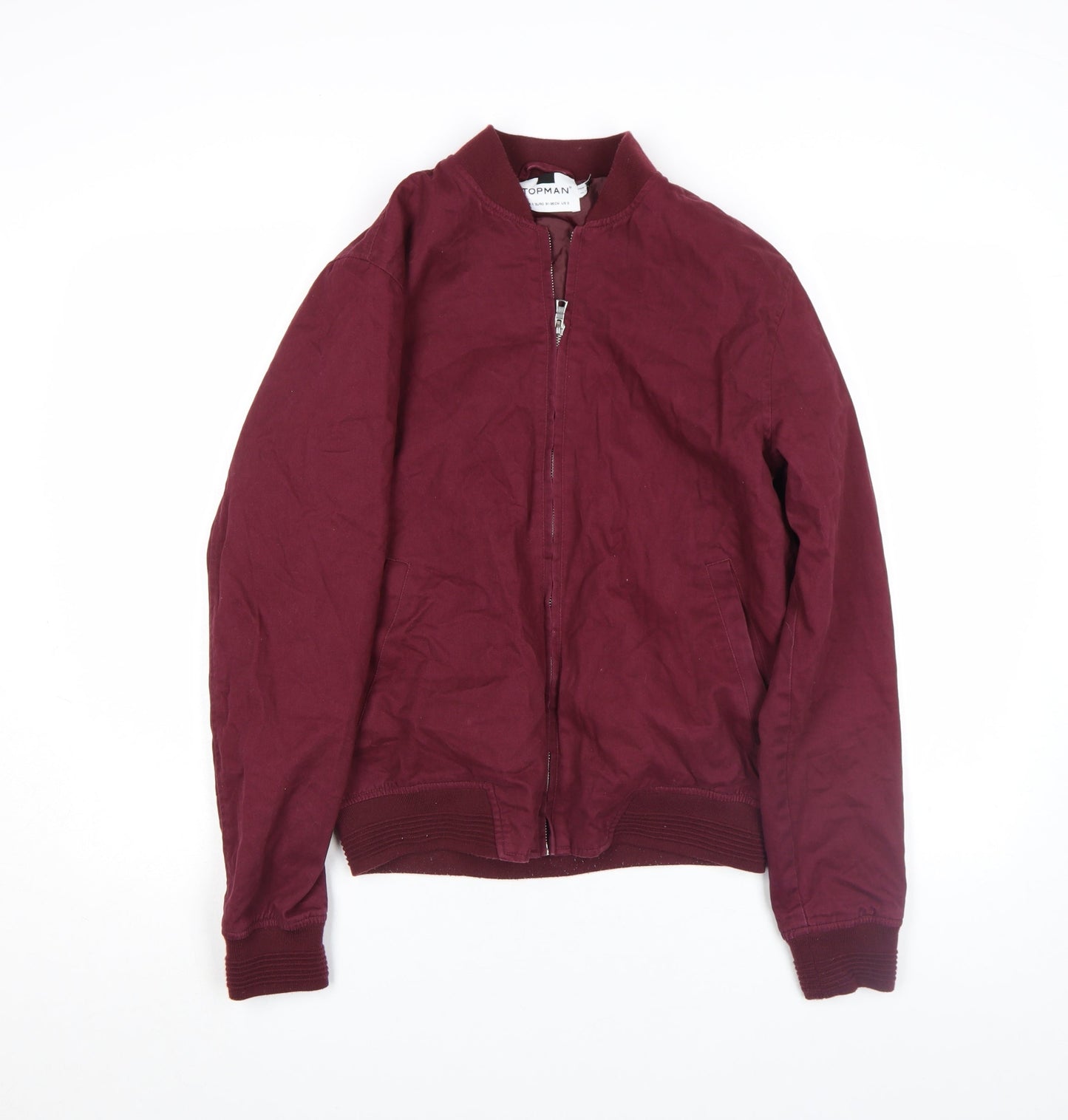 Topman Men's Red Cotton Bomber Jacket Size S