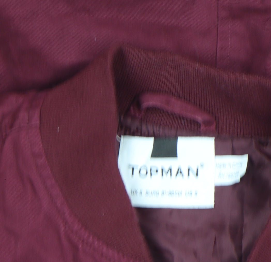 Topman Men's Red Cotton Bomber Jacket Size S