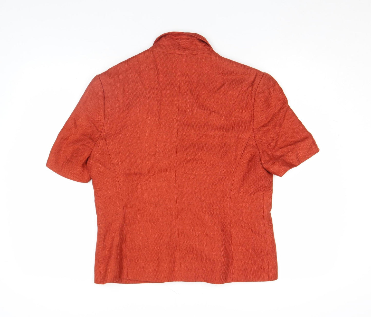 Marks and Spencer Petite Orange Linen Blend Short Sleeve Blazer Size 14