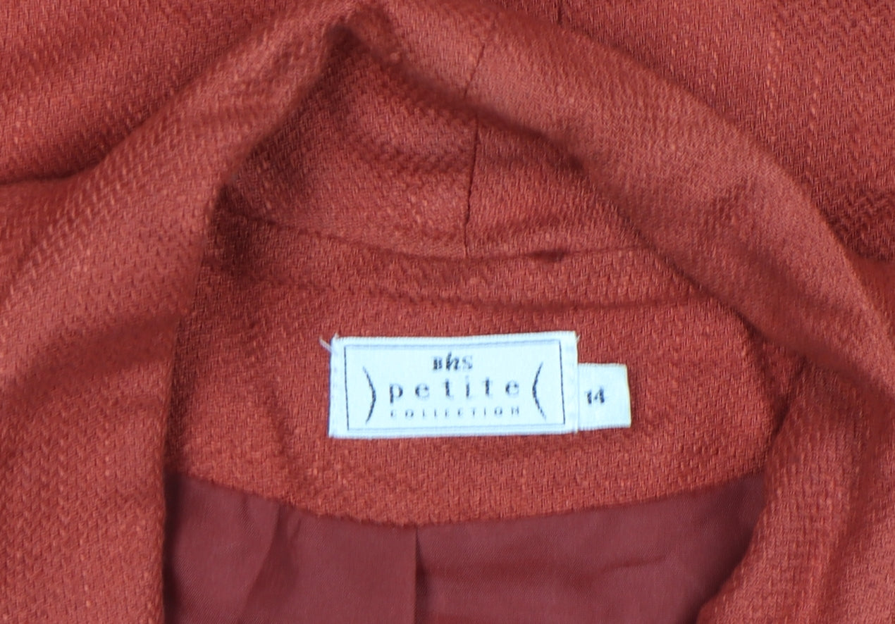 Marks and Spencer Petite Orange Linen Blend Short Sleeve Blazer Size 14