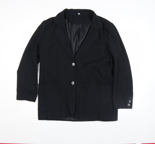Women's Black Polyester Viscose Blazer Jacket Size 14 Classic Workwear