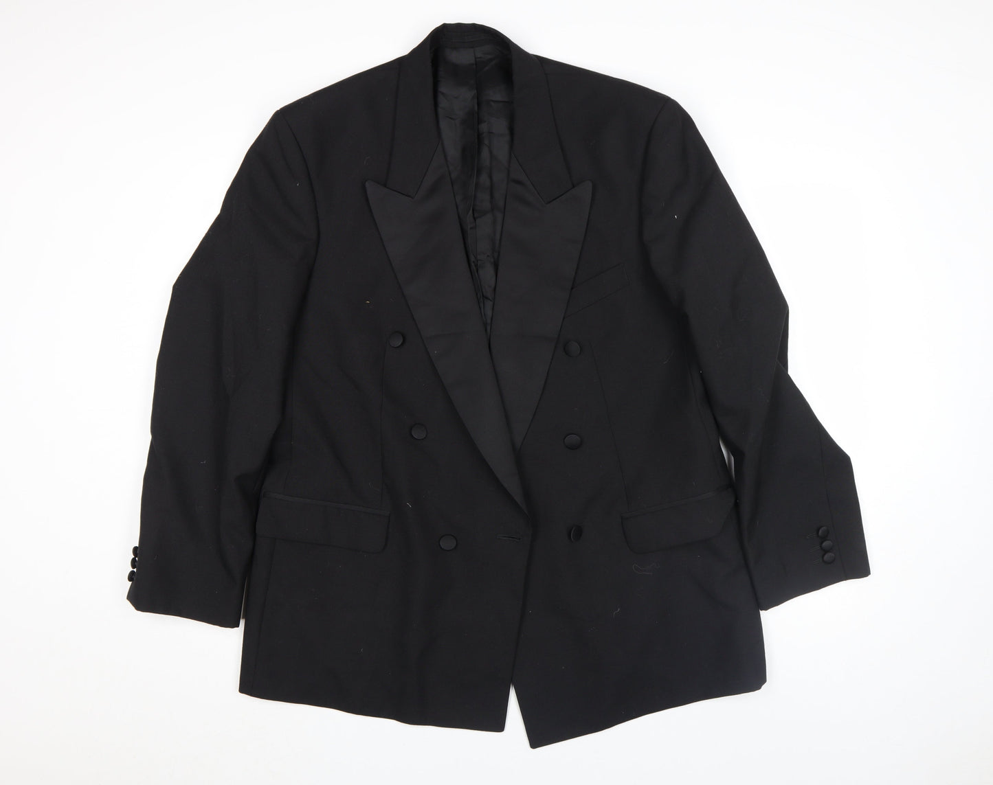 HR Mens Black Wool Shawl Lapel Formal Blazer Size 42R