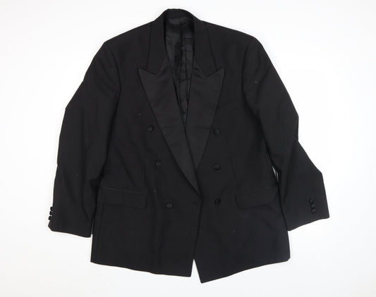 HR Mens Black Wool Shawl Lapel Formal Blazer Size 42R