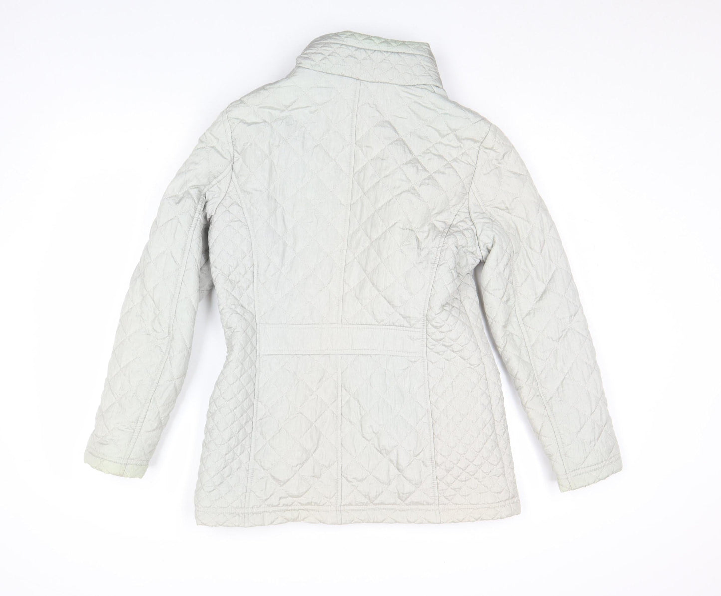 BM Collection Women's Grey Quilted Mid-Length Zip Jacket Size 10