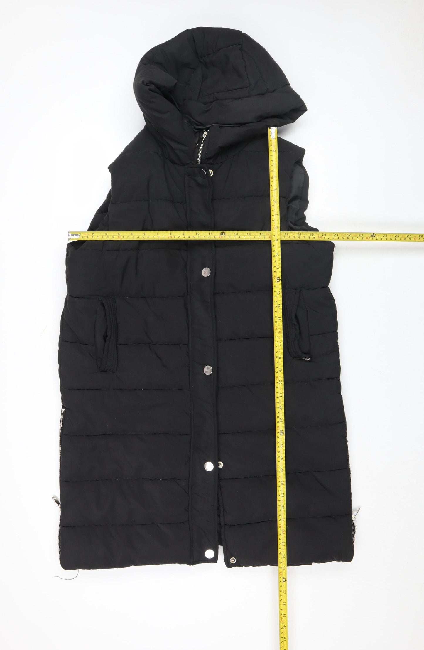 Rising Womens Black XL Puffer Hooded Padded Mid-Length Waistcoat