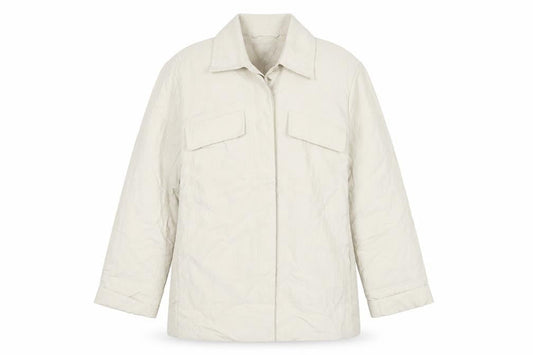 Mango Women’s Beige Cotton Blend Collared Mid-Length Casual Jacket L