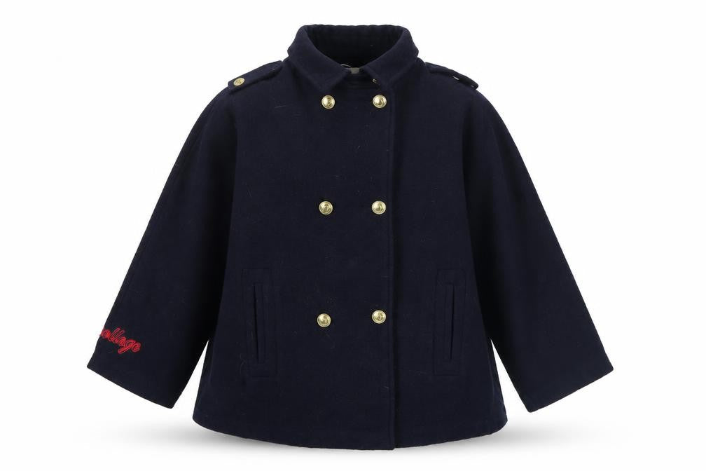 Zara Girls Blue Wool Blend Double-Breasted Pea Coat 11-12 Years
