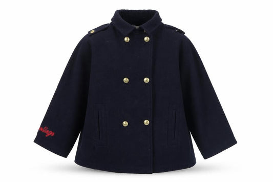 Zara Girls Blue Wool Blend Double-Breasted Pea Coat 11-12 Years