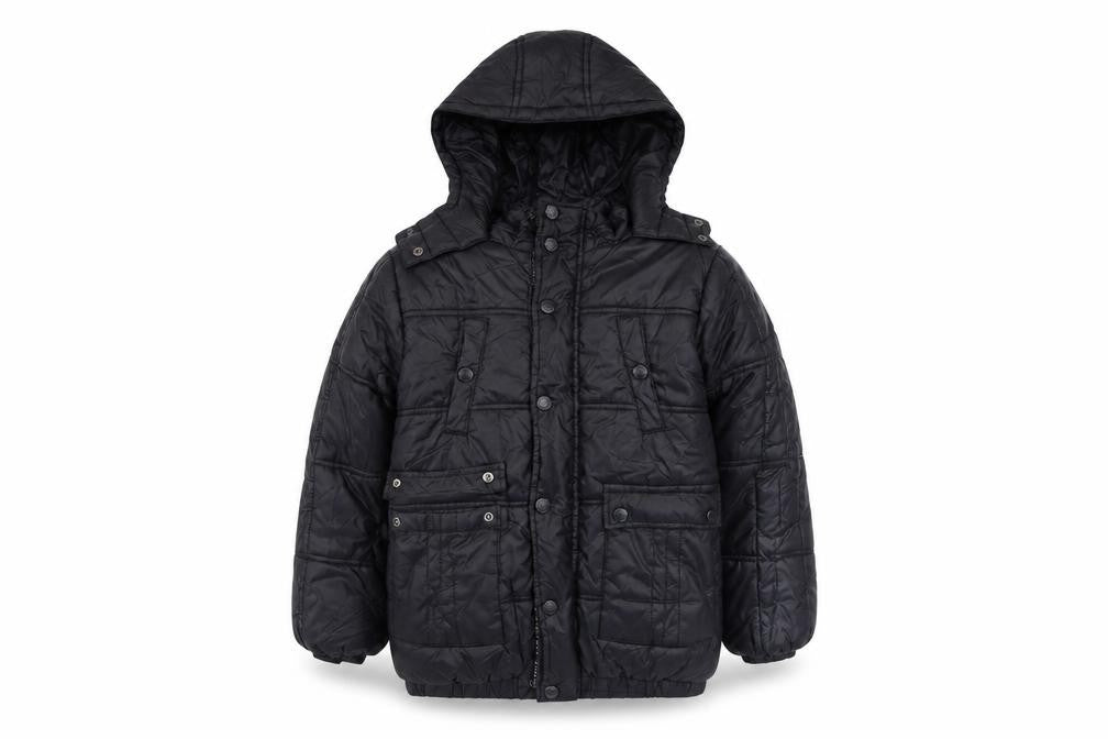 Firetrap Boys Black Hooded Puffer Jacket 7 Years Winter Quilted Coat