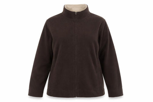 Isle Womens Brown Fleece Full Zip Basic Jacket Size XL