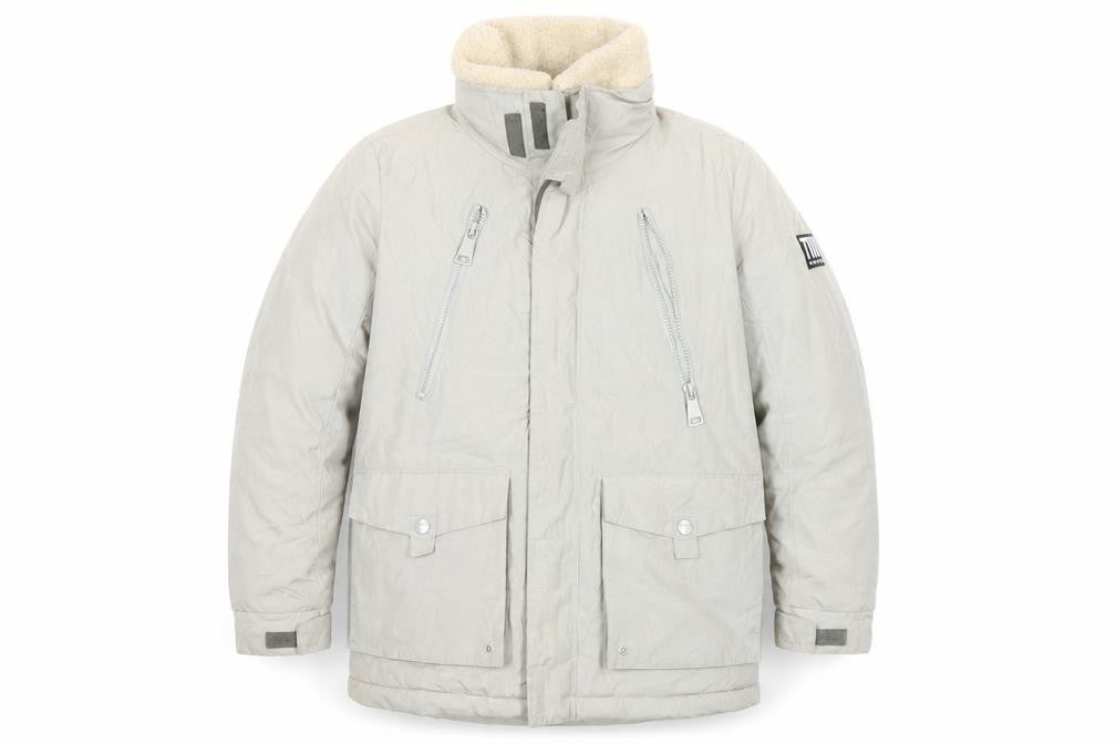 River Island Men Beige Parka Jacket M Cotton Blend Winter Coat